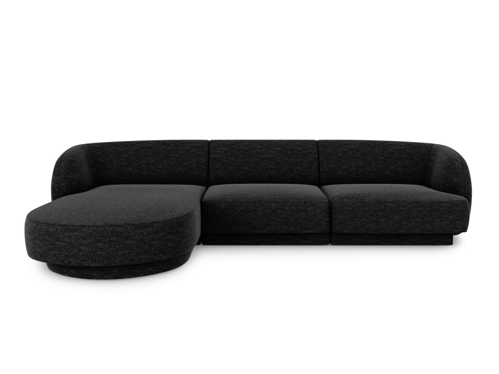 MICADONI Miley hörnsoffa, vänster, 4 sittplatser - svart chenille och svart plast