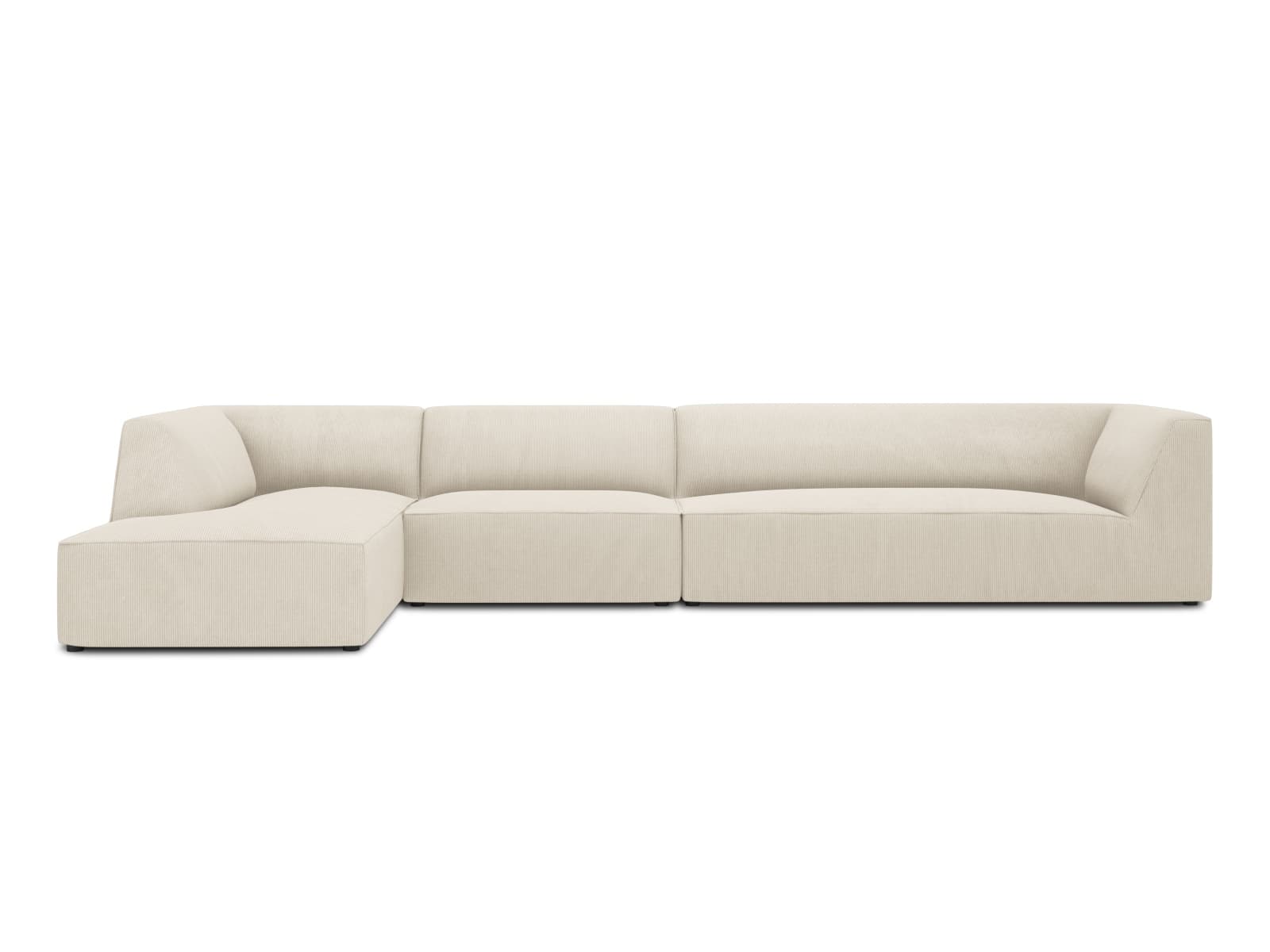 MICADONI Ruby Modul hörnsoffa, vänster, 5 sittplatser - beige manchester sammet och svart plast
