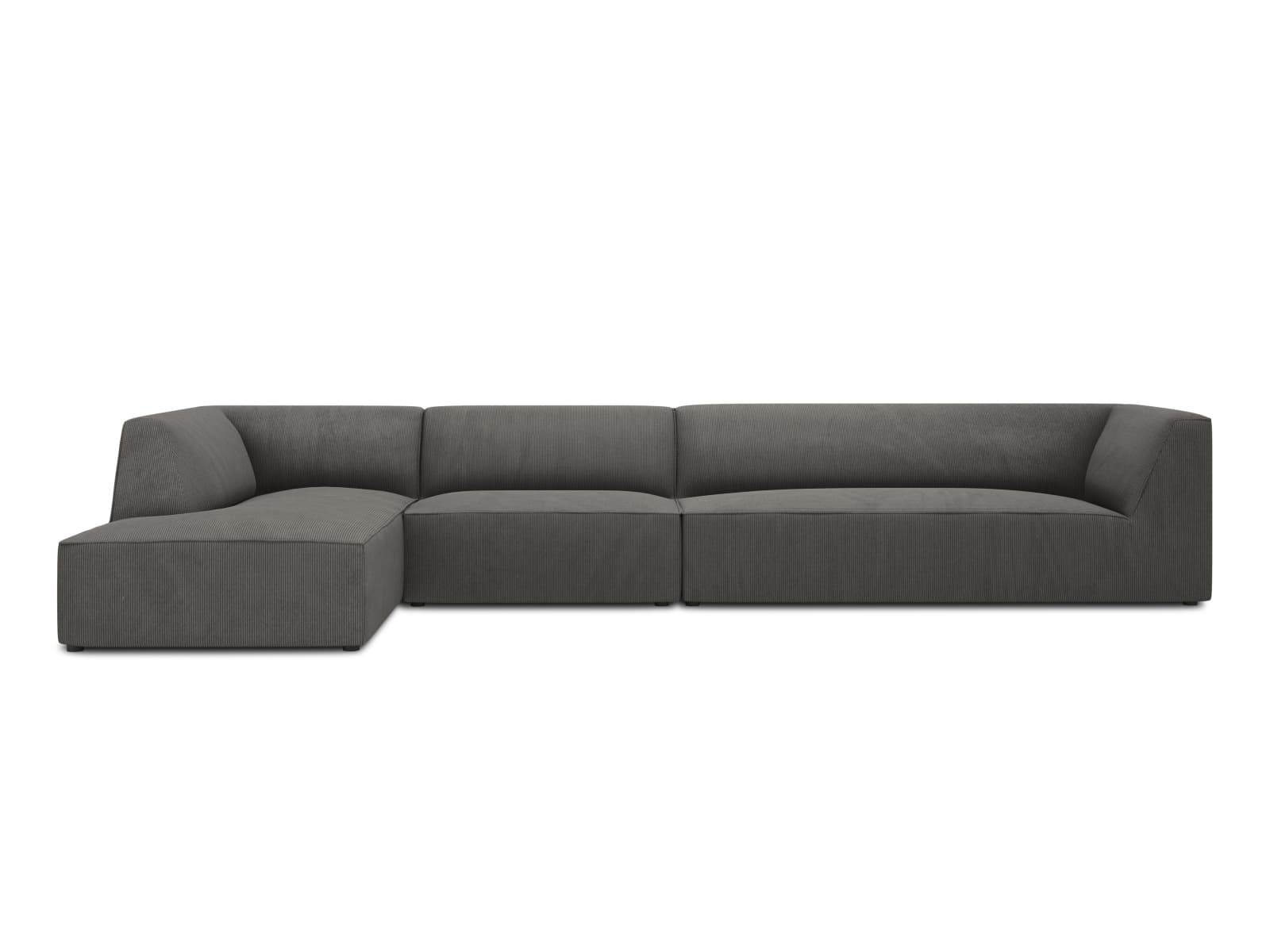 MICADONI Ruby Modul hörnsoffa, vänster, 5 sittplatser - antracitgrå manchester sammet och svart plast