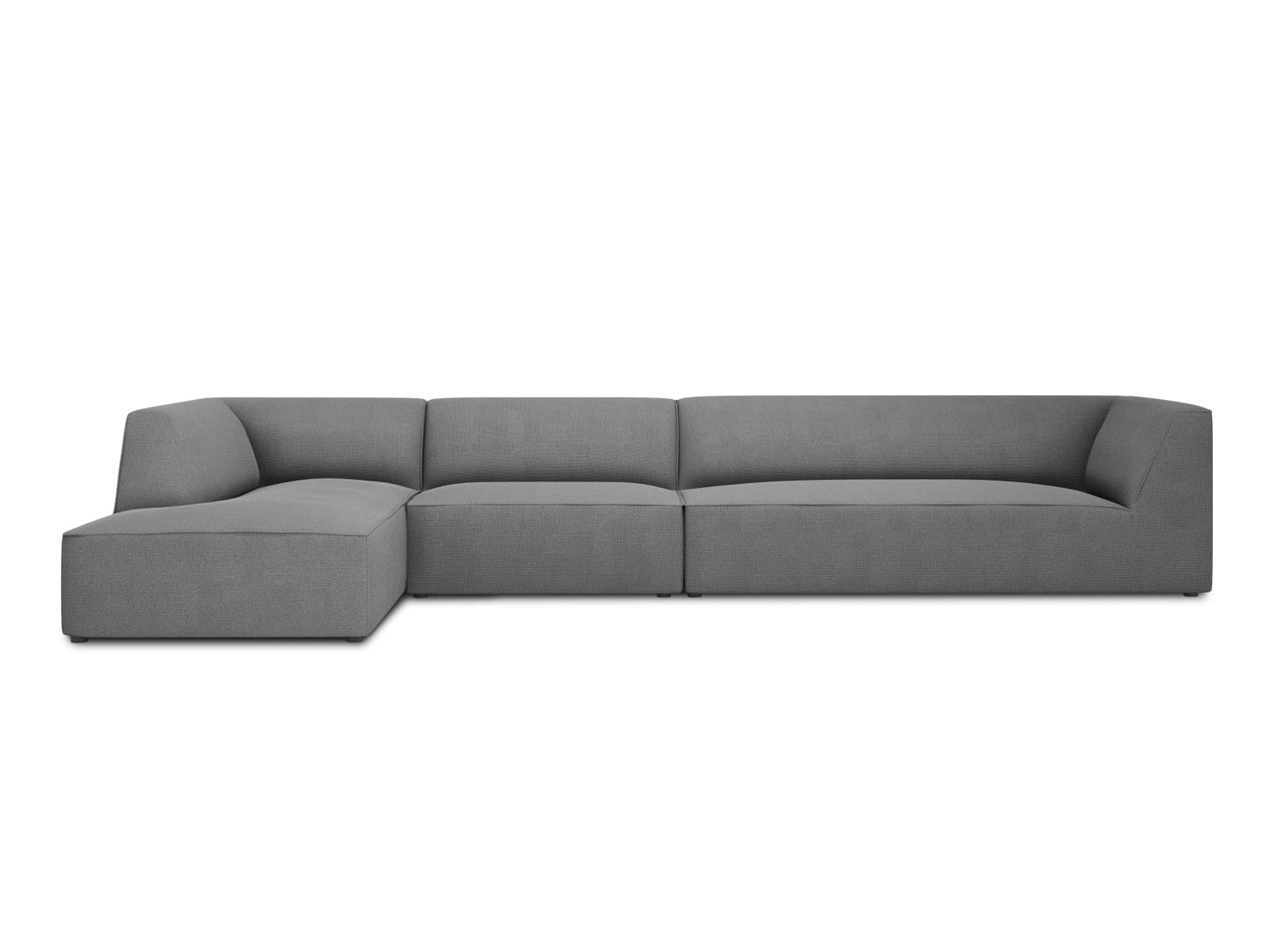 MICADONI Ruby Modul hörnsoffa, vänster, 5 sittplatser - grått tyg och svart plast