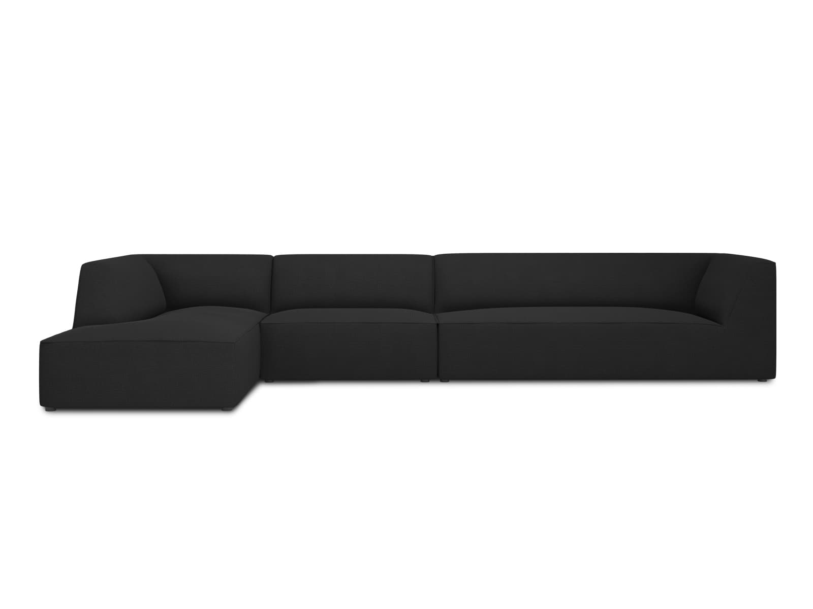 MICADONI Ruby Modul hörnsoffa, vänster, 5 sittplatser - svart tyg och svart plast