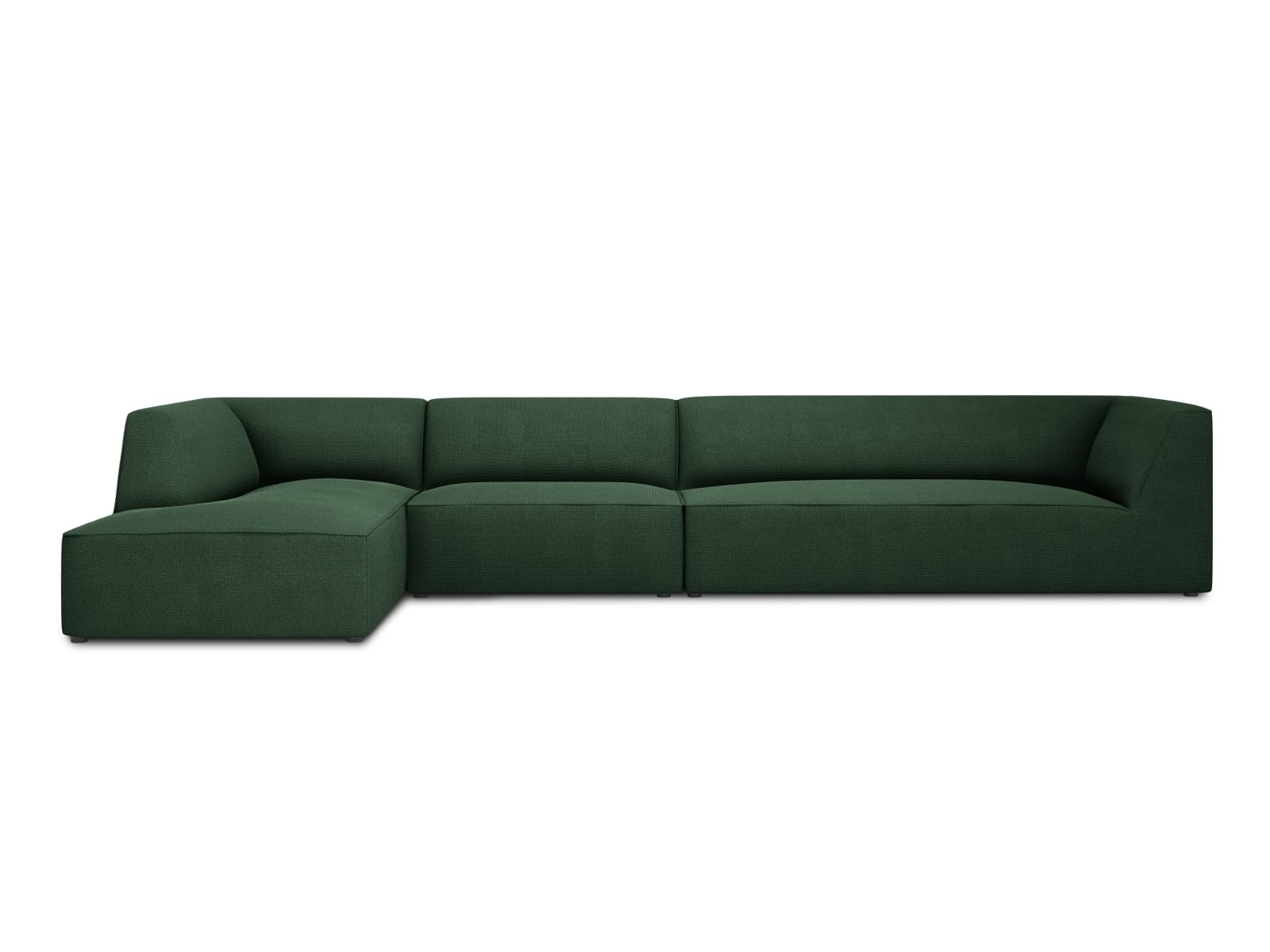 MICADONI Ruby Modul hörnsoffa, vänster, 5 sittplatser - grönt tyg och svart plast