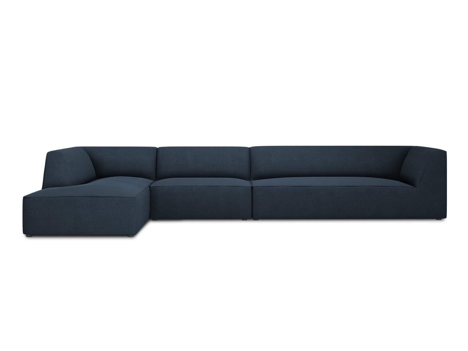 MICADONI Ruby Modul hörnsoffa, vänster, 5 sittplatser - blått tyg och svart plast