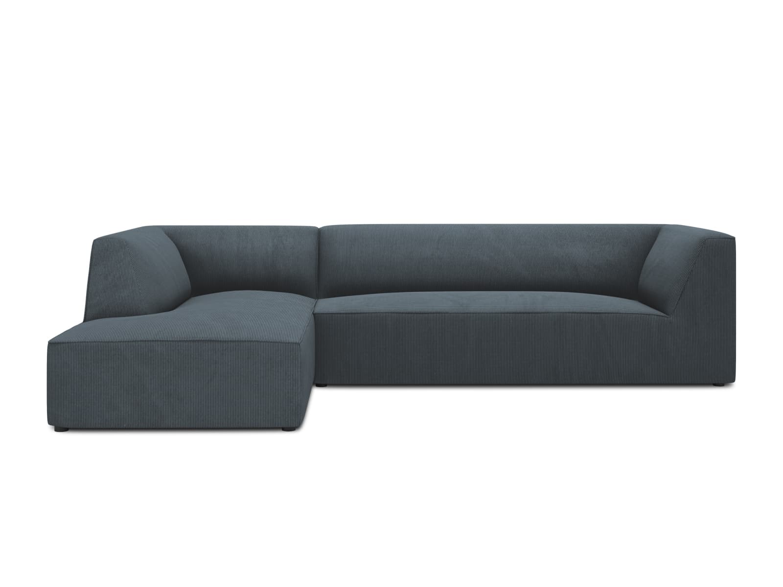 MICADONI Ruby Modul hörnsoffa, vänster, 4 sittplatser - blå manchester sammet och svart plast