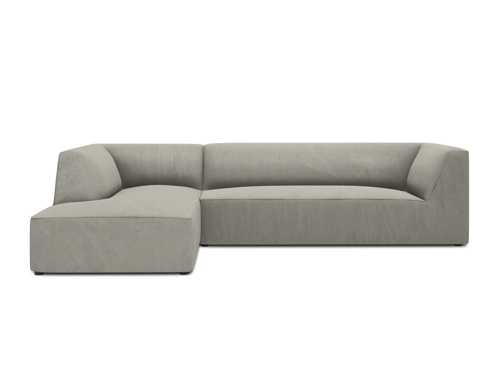 MICADONI Ruby Modul hörnsoffa, vänster, 4 sittplatser - grå manchester sammet och svart plast