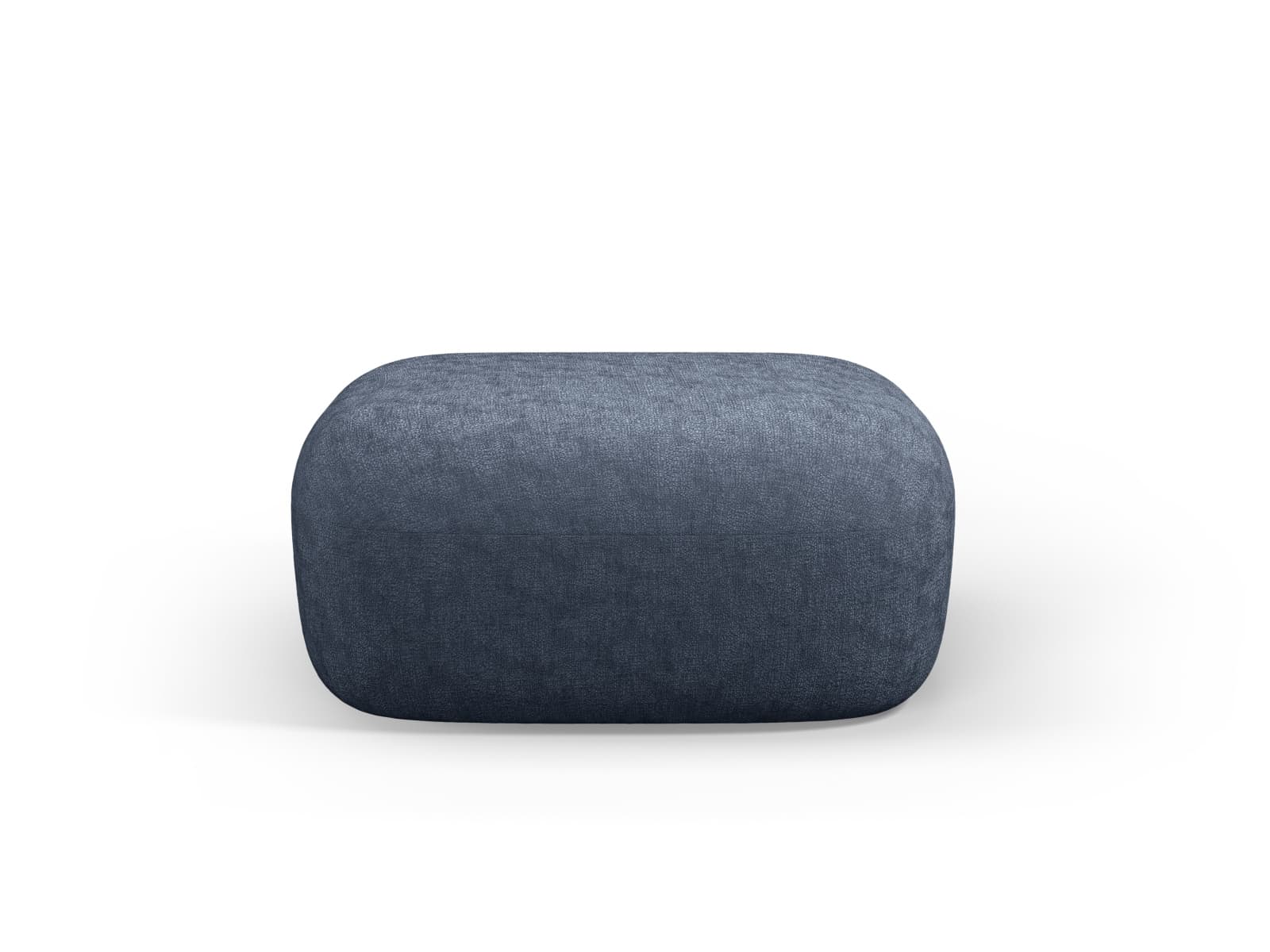 MICADONI Jenny-puff, rektangulär - blå chenille och svart plast (90x88x40)