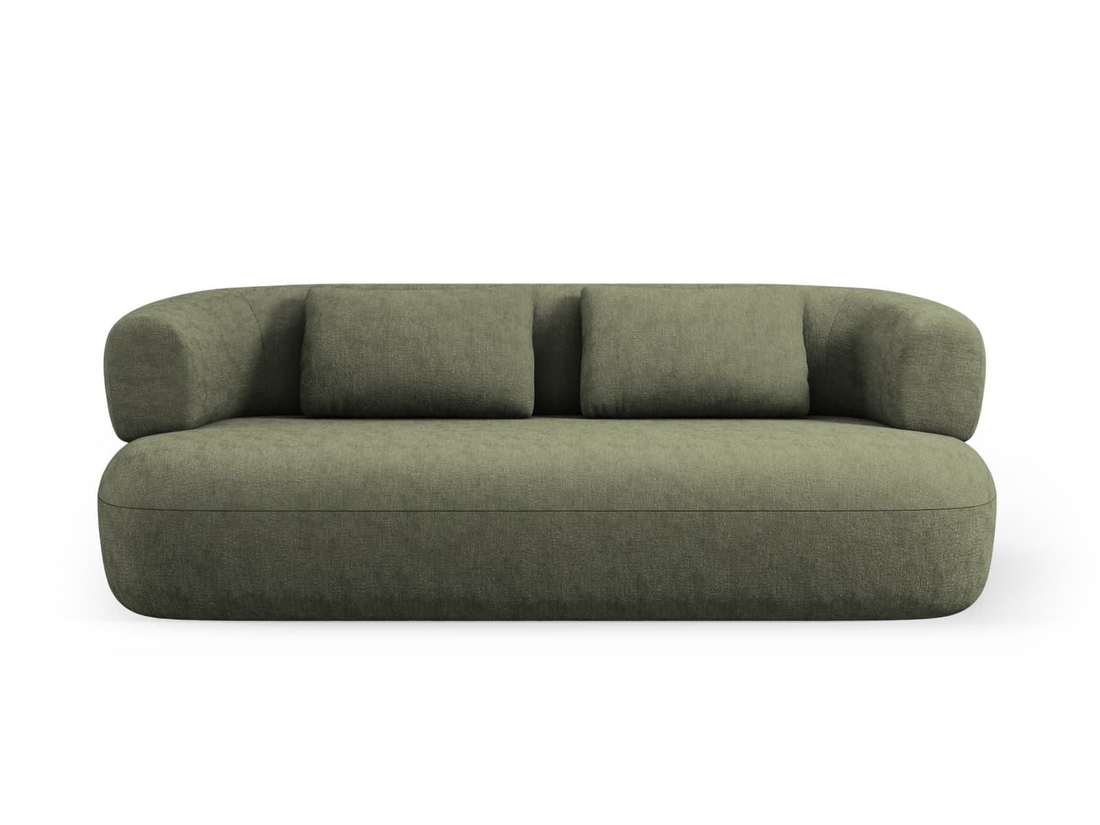 MICADONI Jenny soffa, 3 sittplatser - grön chenille och svart plast