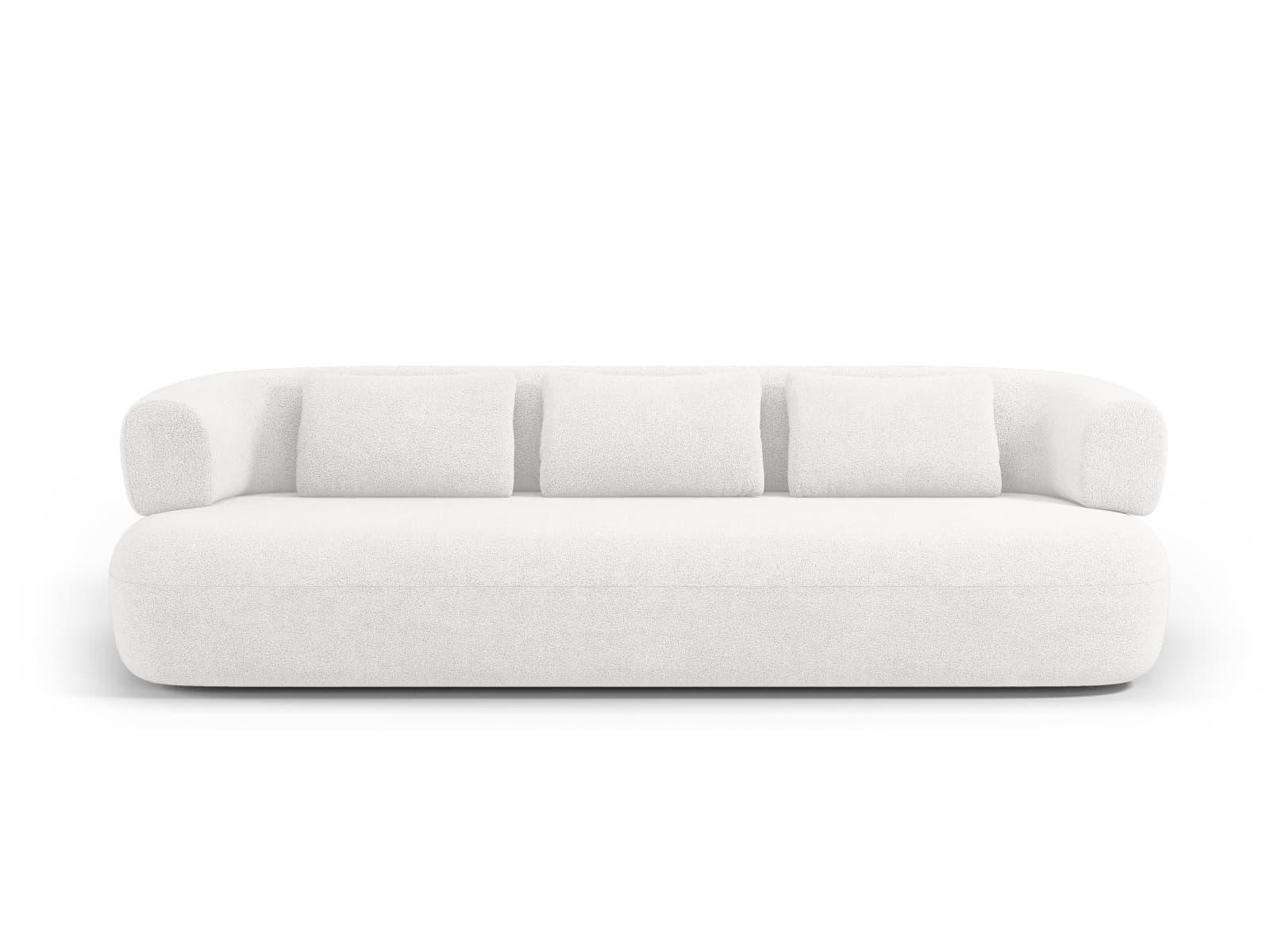 MICADONI Jenny soffa, 4 sittplatser - vit bouclé och svart plast