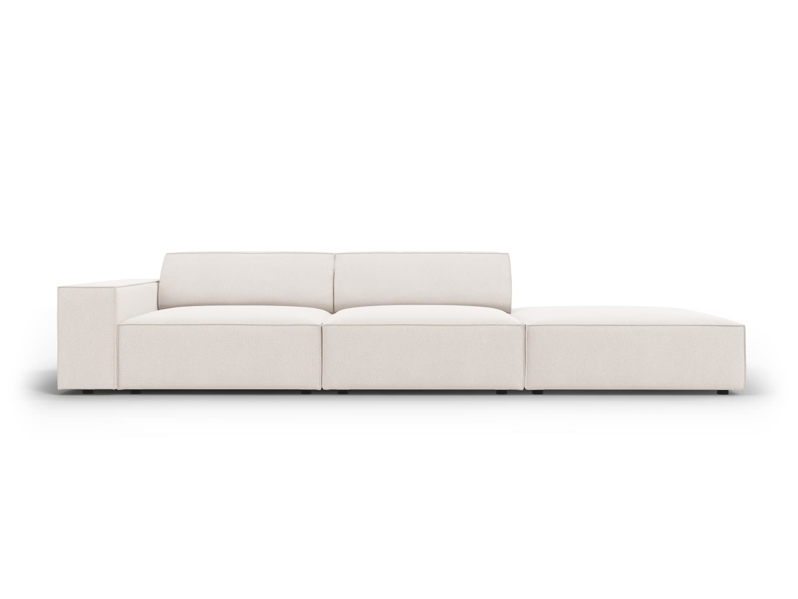 MICADONI Jodie soffa, höger, 3 sittplatser - beige tyg och svart plast