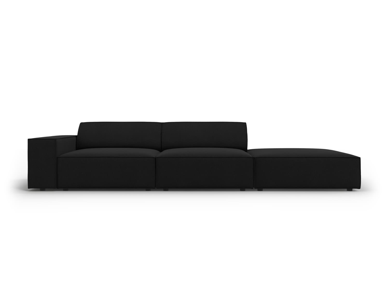 MICADONI Jodie soffa, höger, 3 sittplatser - svart tyg och svart plast