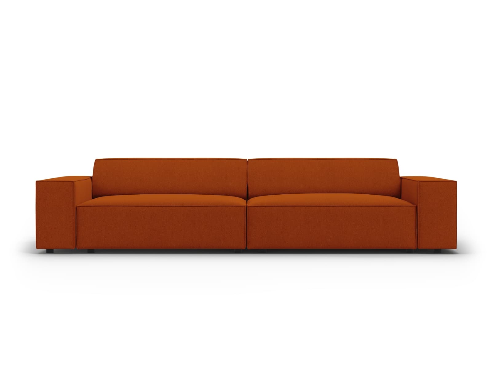 MICADONI Jodie soffa, 3 sittplatser - orange tyg och svart plast