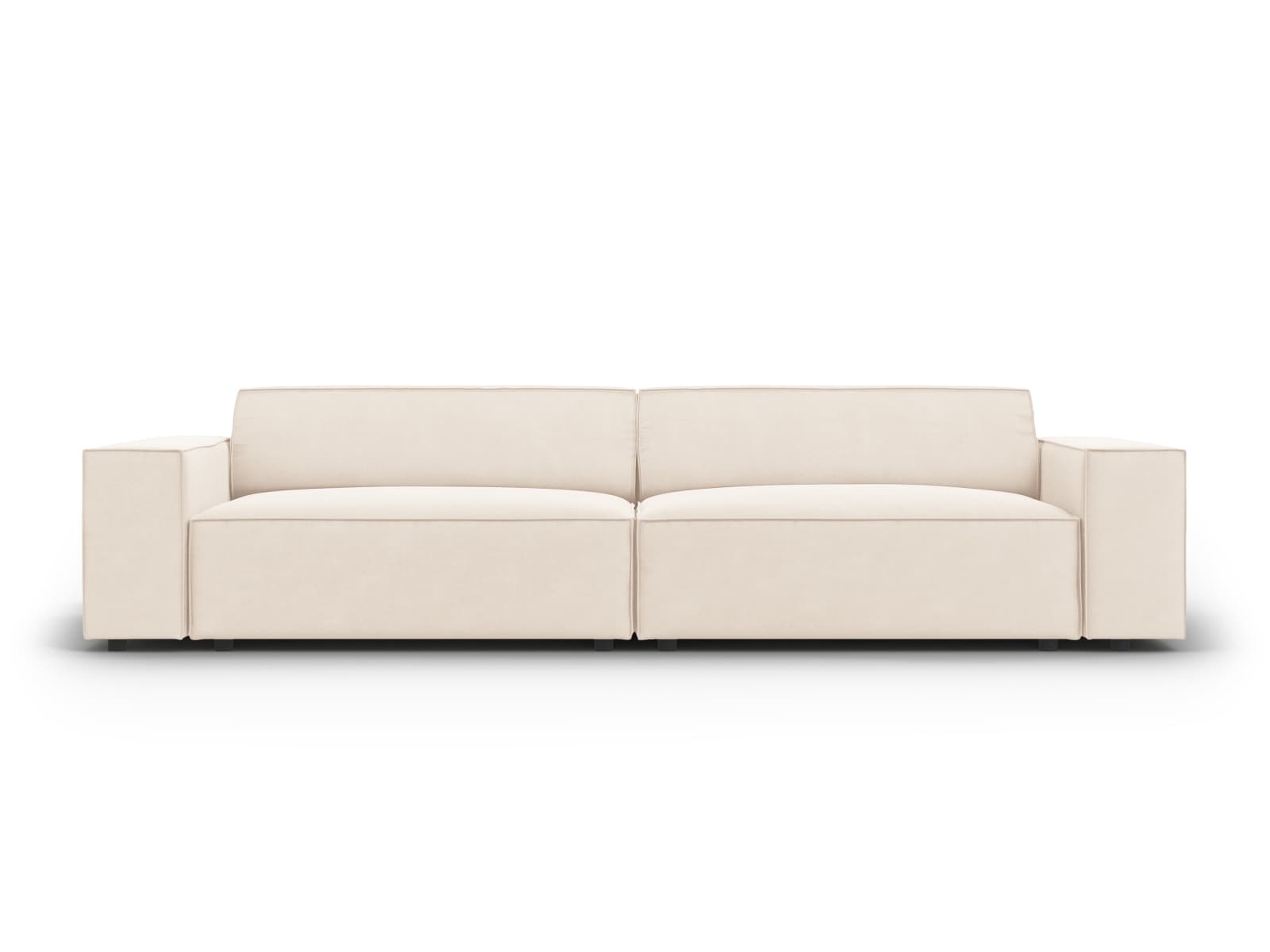 MICADONI Jodie soffa, 4 sittplatser - beige sammet och svart plast