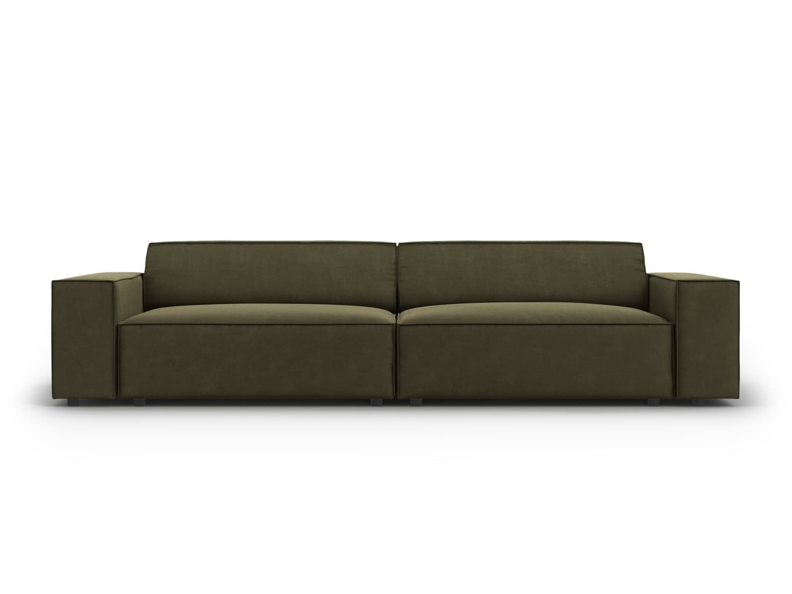 MICADONI Jodie soffa, 4 sittplatser - grön sammet och svart plast