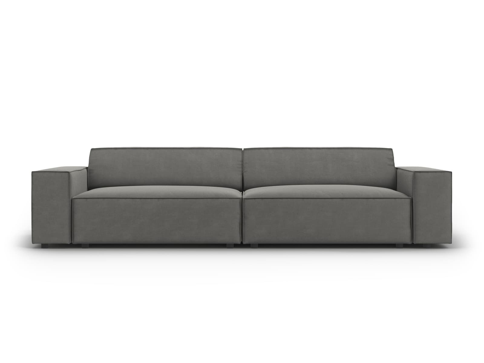 MICADONI Jodie soffa, 4 sittplatser - grå sammet och svart plast