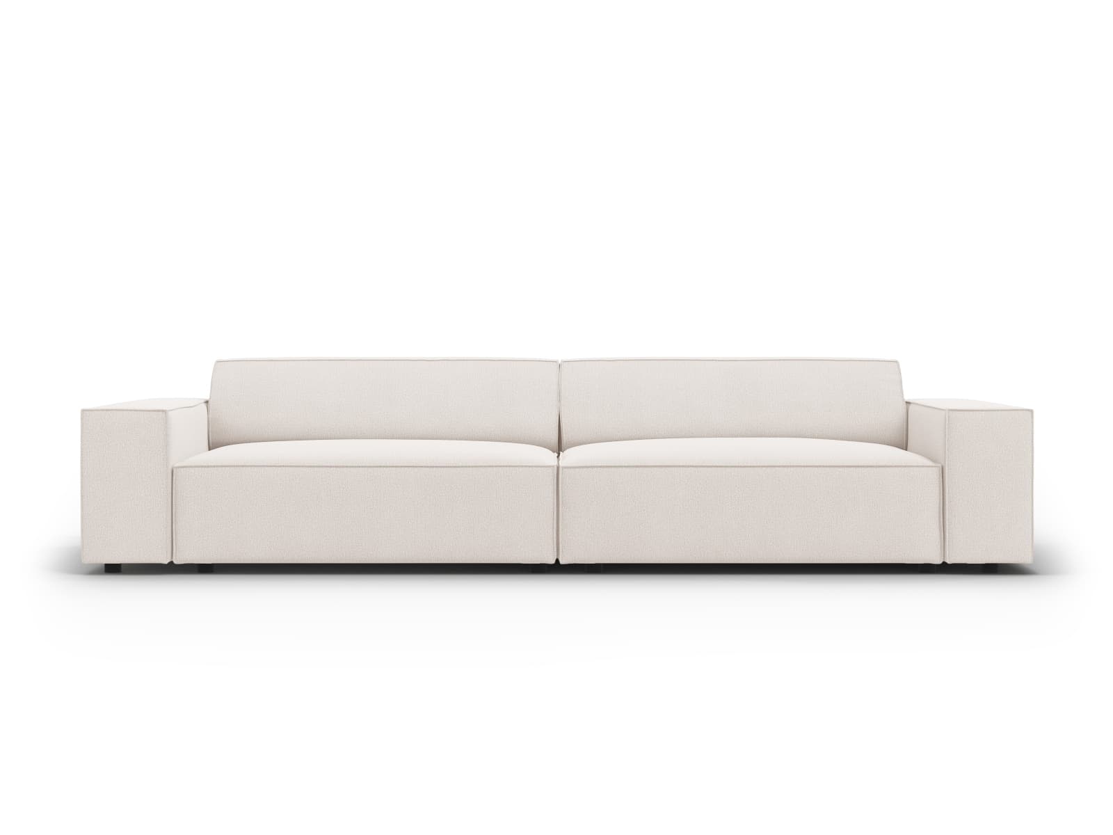 MICADONI Jodie soffa, 4 sittplatser - beige tyg och svart plast