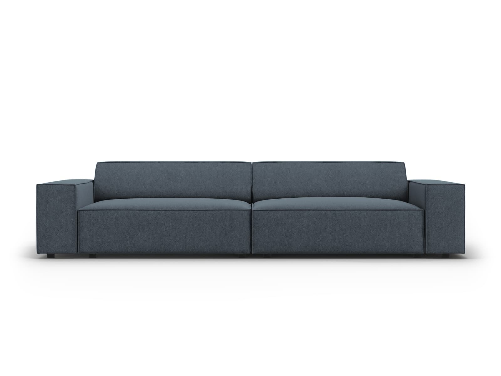 MICADONI Jodie soffa, 4 sittplatser - blått tyg och svart plast
