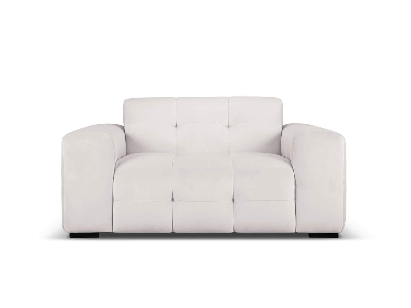 MICADONI Kendal soffa, 2 sittplatser - grå sammet och svart bok