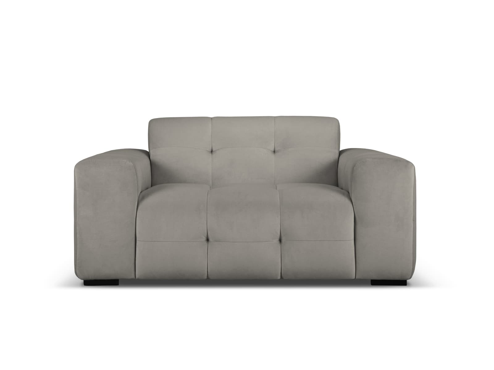MICADONI Kendal soffa, 2 sittplatser - antracitgrå sammet och svart bok
