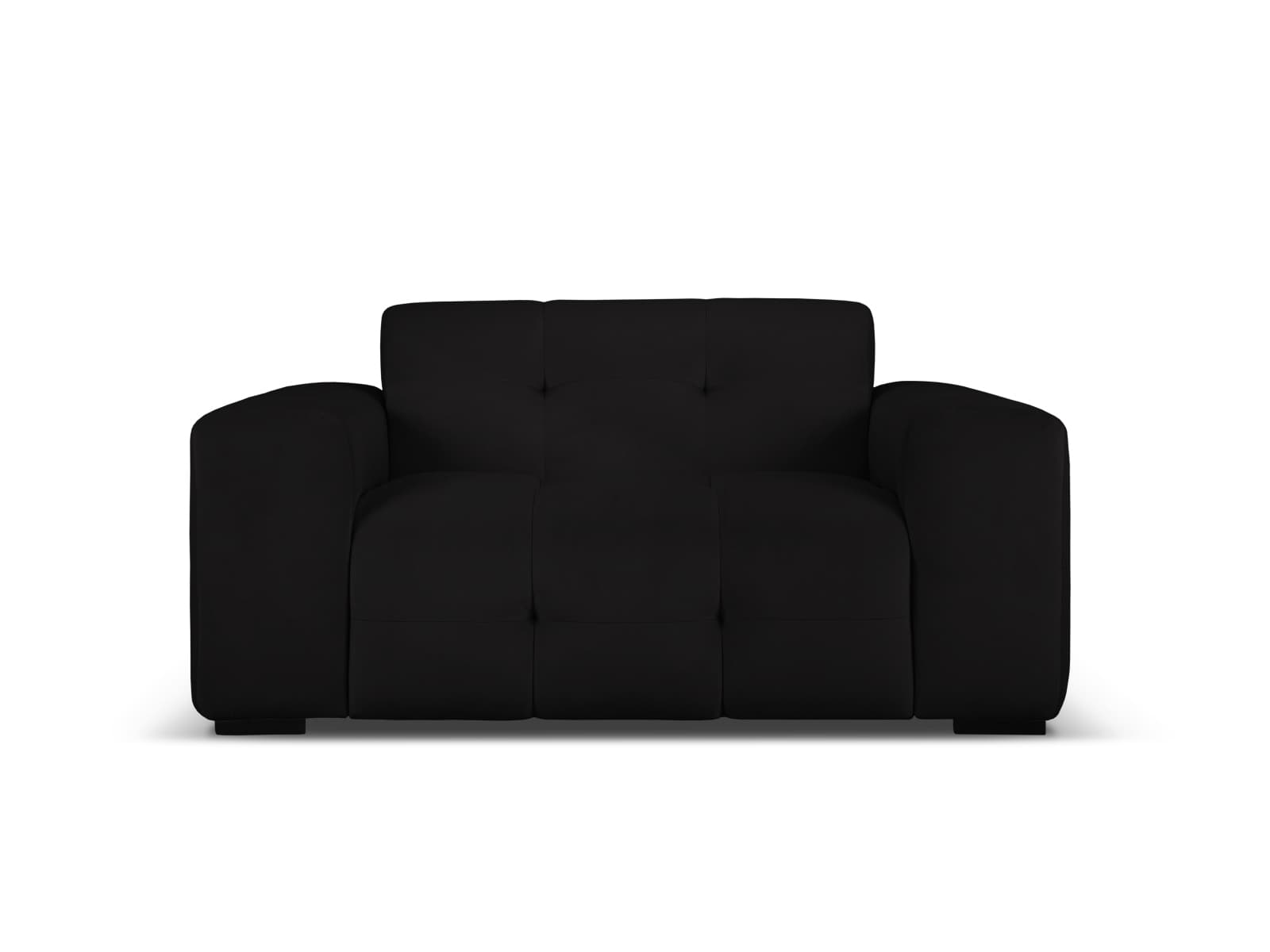 MICADONI Kendal soffa, 2 sittplatser - svart sammet och svart bok