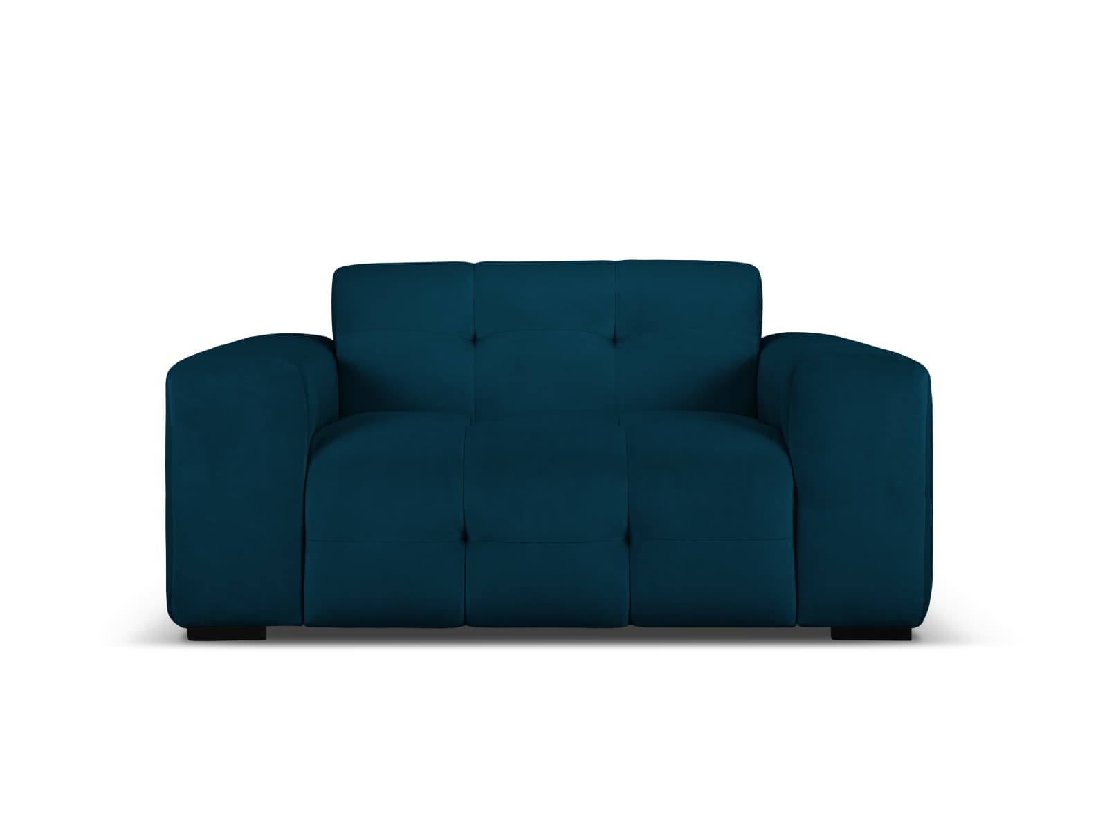MICADONI Kendal soffa, 2 sittplatser - blå sammet och svart bok
