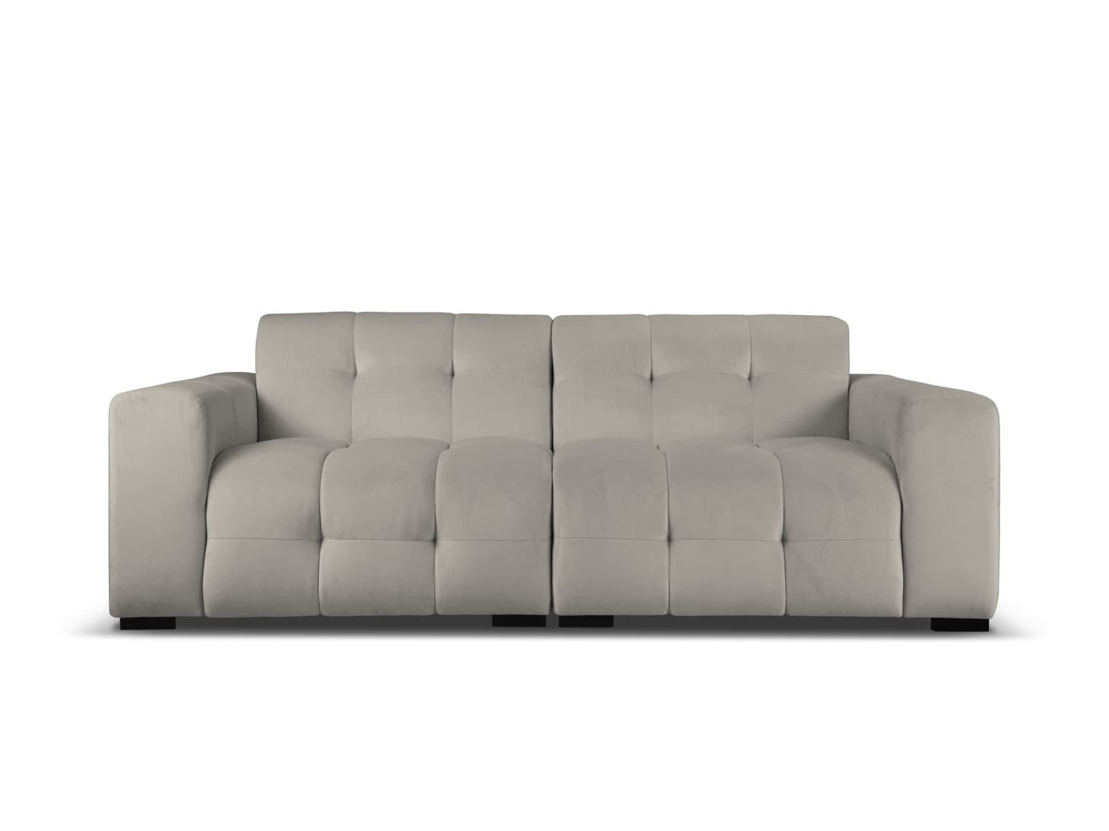 MICADONI Kendal soffa, 4 sittplatser - antracitgrå sammet och svart bok