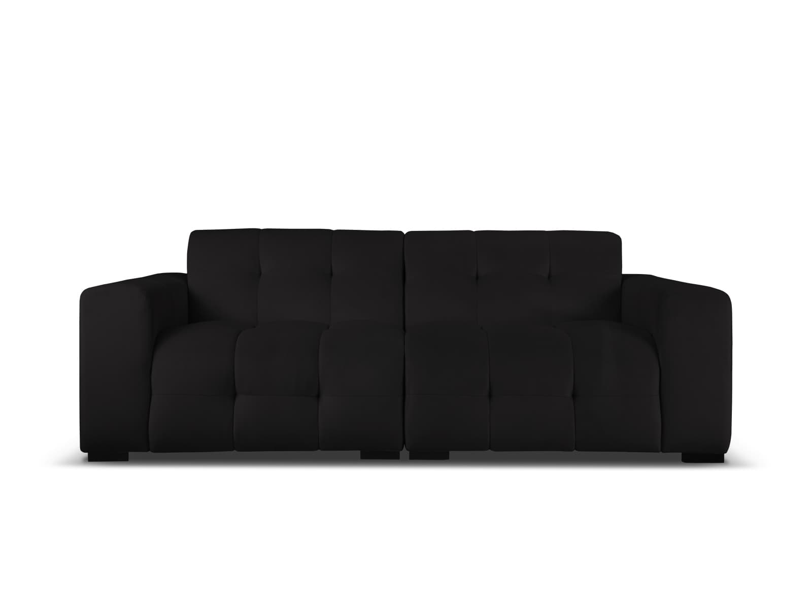 MICADONI Kendal soffa, 4 sittplatser - svart sammet och svart bokträ