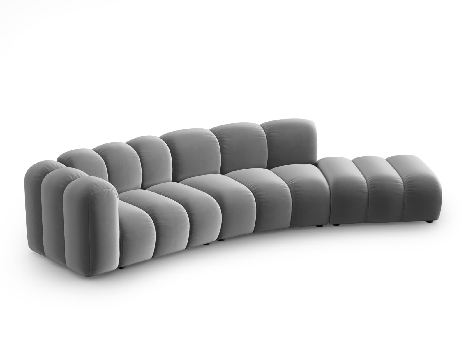 MICADONI Lupin Modul soffa, höger, 5 sittplatser - grå sammet och svart plast