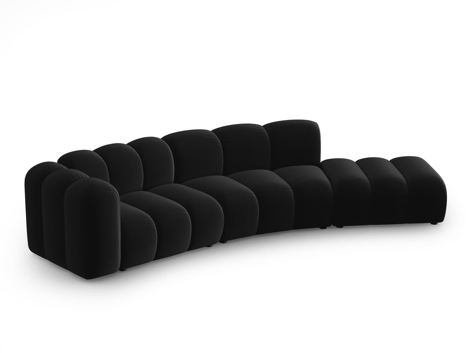 MICADONI Lupin Modul soffa, höger, 5 sittplatser - svart sammet och svart plast