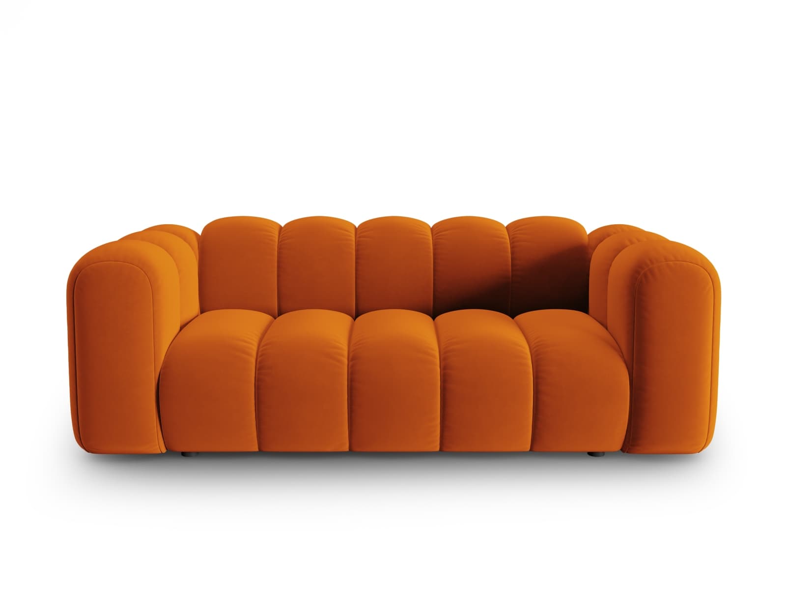 MICADONI Lupin soffa, 2 sittplatser - orange sammet och svart plast