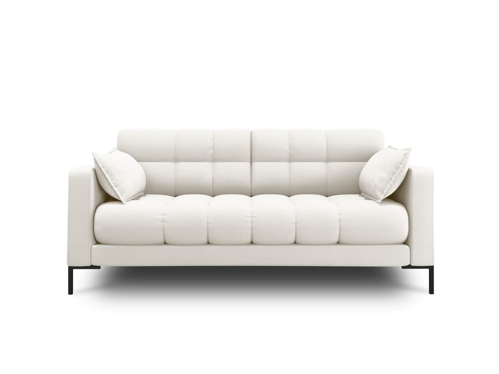 MICADONI Mamaia soffa, 2 sittplatser - beige tyg och svart metall