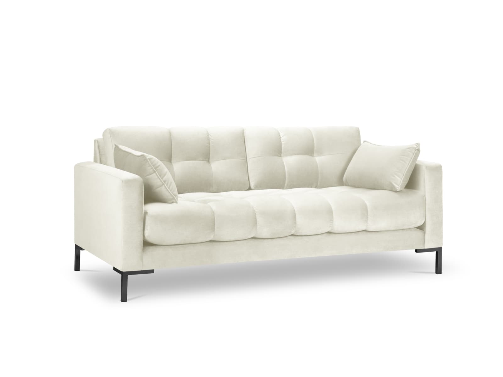 MICADONI Mamaia soffa, 3 sittplatser - beige sammet och svart metall