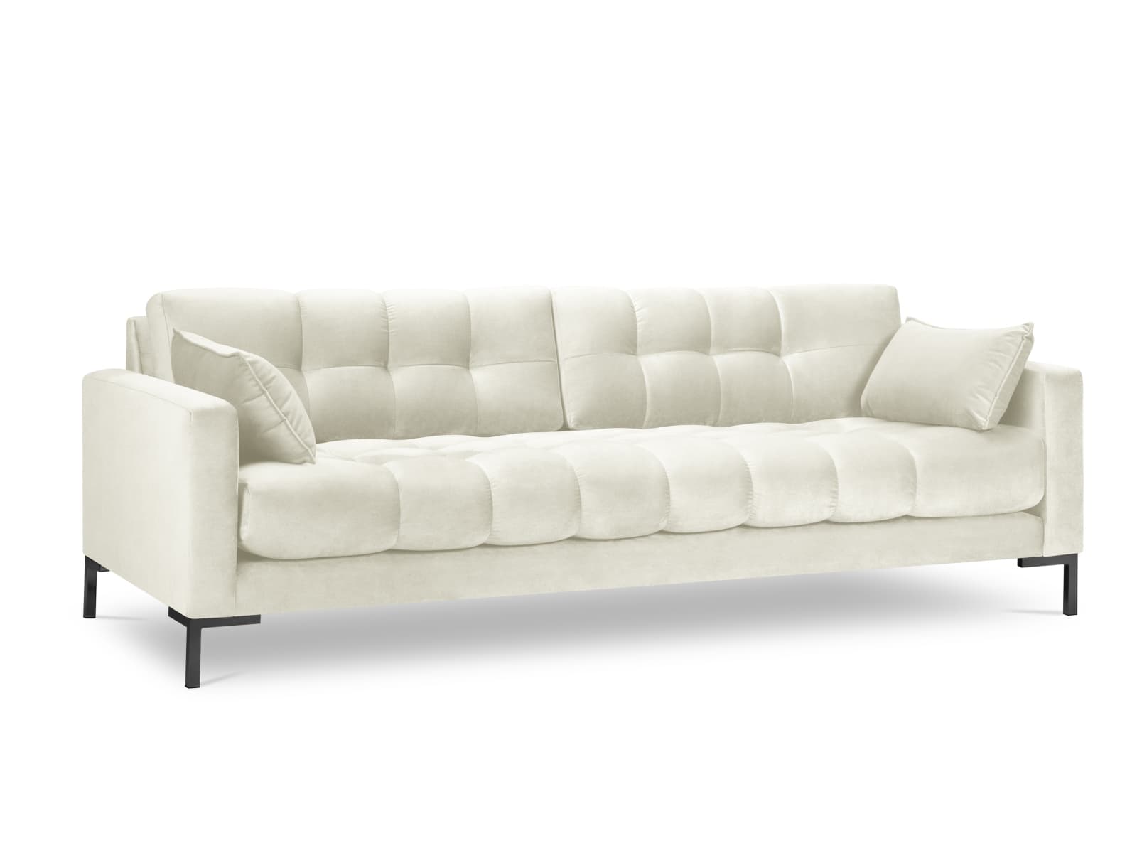 MICADONI Mamaia soffa, 4 sittplatser - beige sammet och svart metall