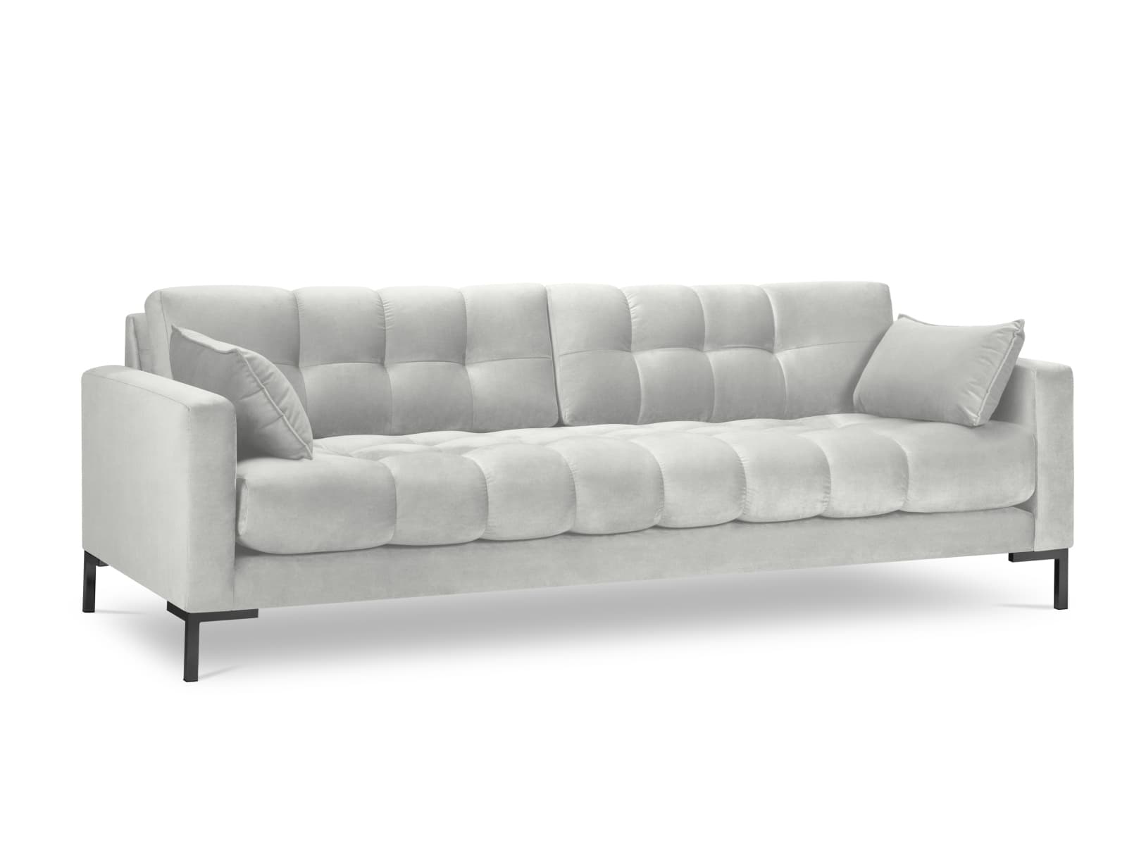 MICADONI Mamaia soffa, 4 sittplatser - silver sammet och svart metall