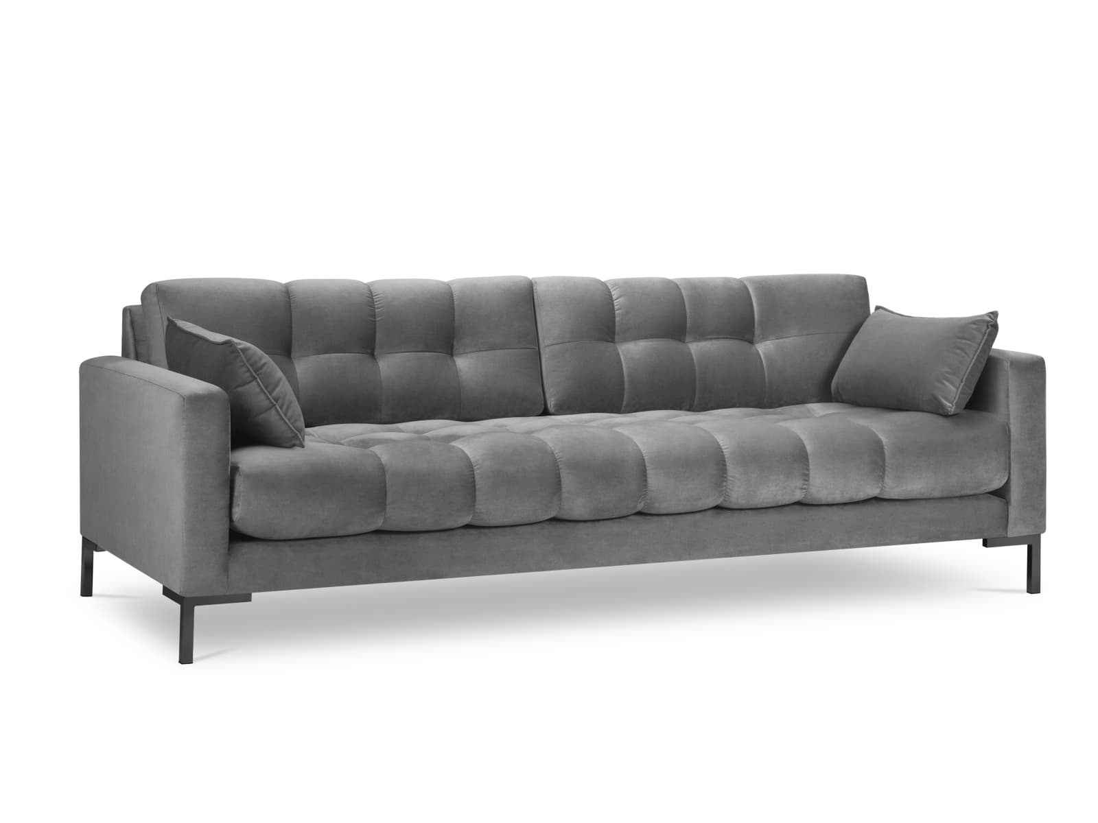MICADONI Mamaia soffa, 4 sittplatser - beige sammet och svart metall