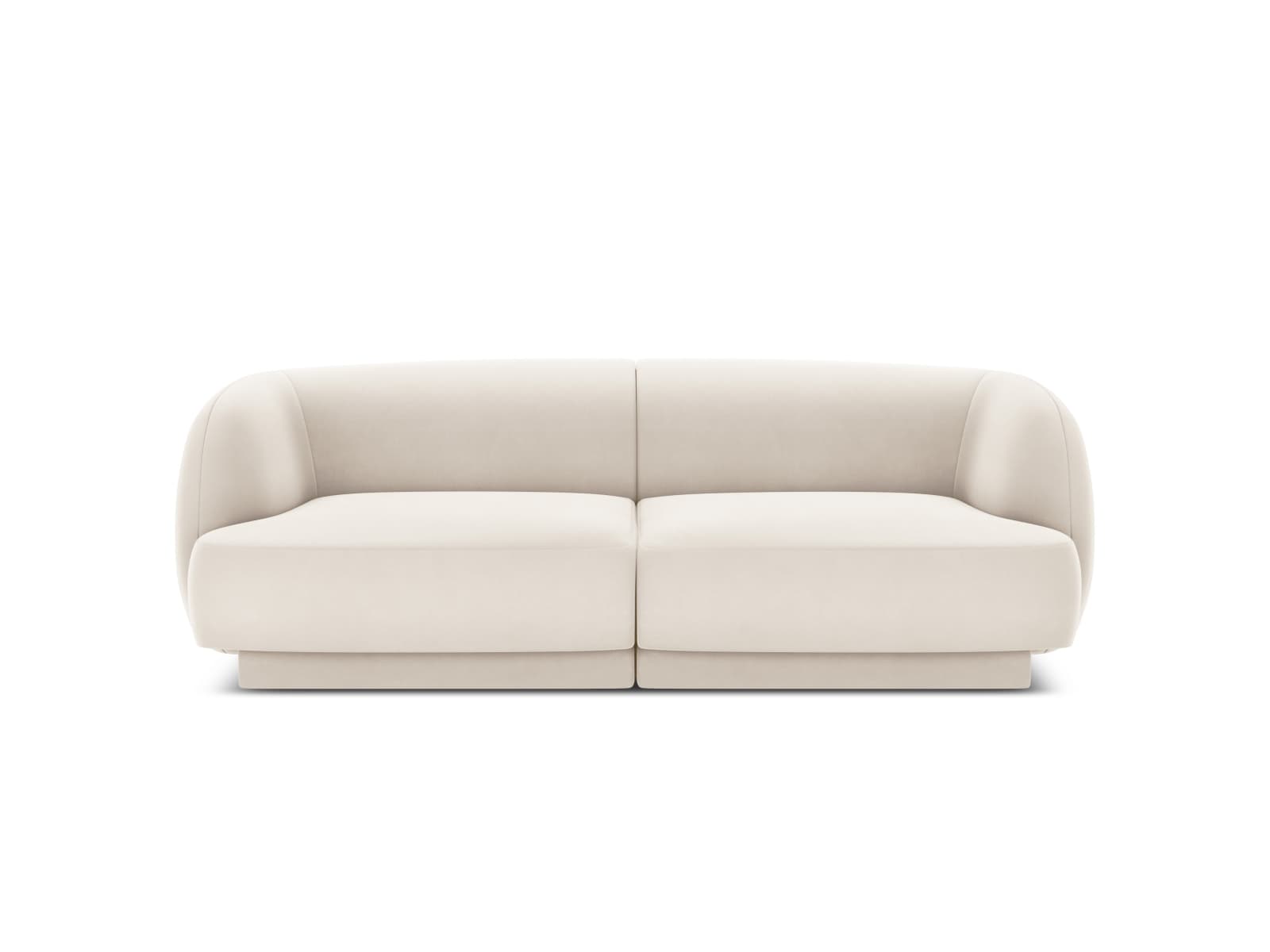 MICADONI Miley soffa, 2 sittplatser - beige sammet och svart plast