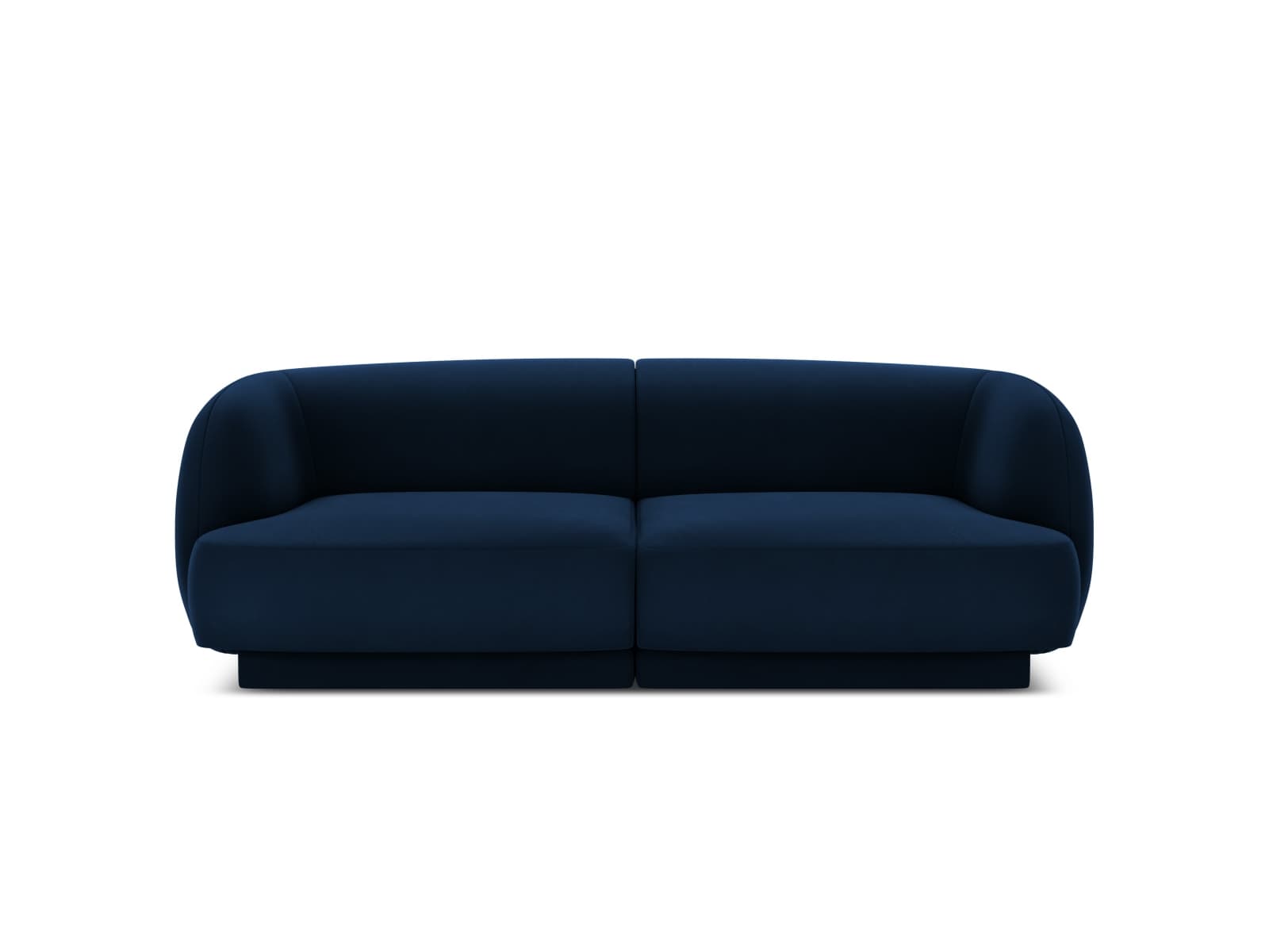 MICADONI Miley soffa, 2 sittplatser - blå sammet och svart plast