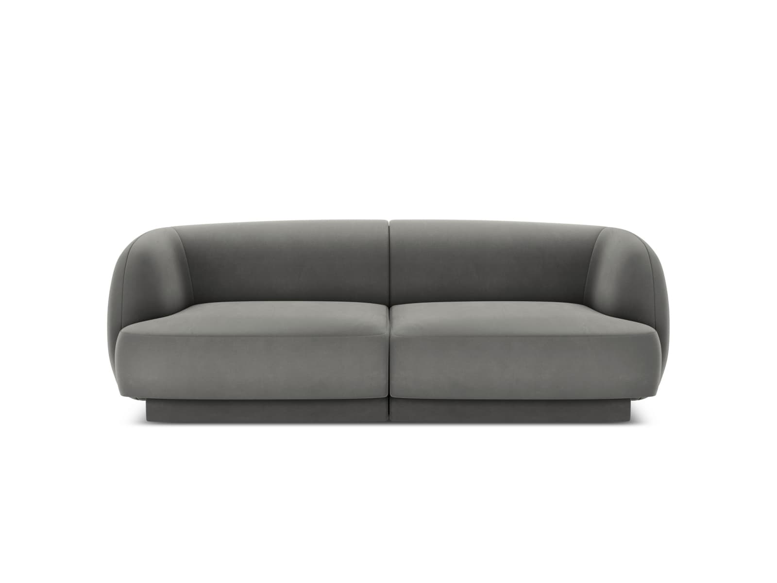 MICADONI Miley soffa, 2 sittplatser - grå sammet och svart plast