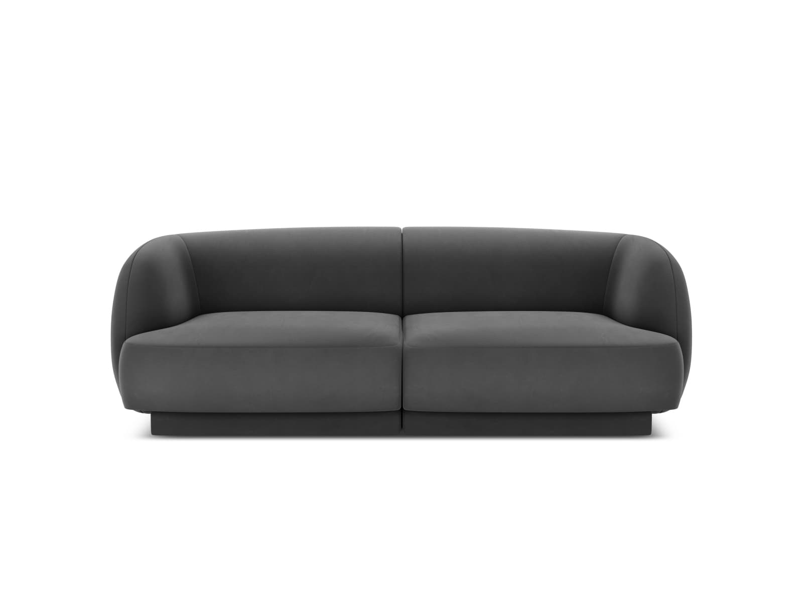 MICADONI Miley soffa, 2 sittplatser - grå sammet och svart plast
