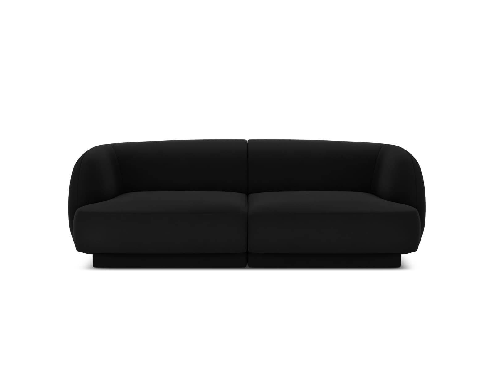 MICADONI Miley soffa, 2 sittplatser - svart sammet och svart plast