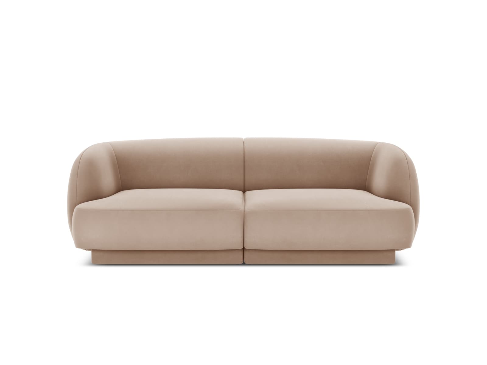 MICADONI Miley soffa, 2 sittplatser - brun sammet och svart plast