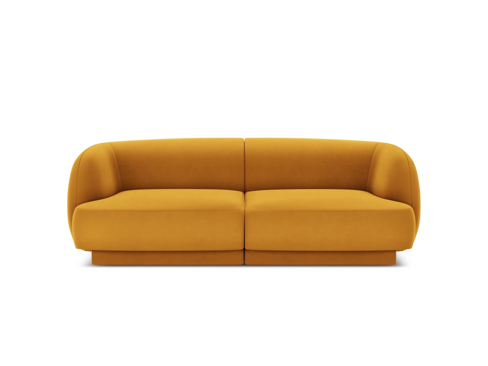 MICADONI Miley soffa, 2 sittplatser - gul sammet och svart plast