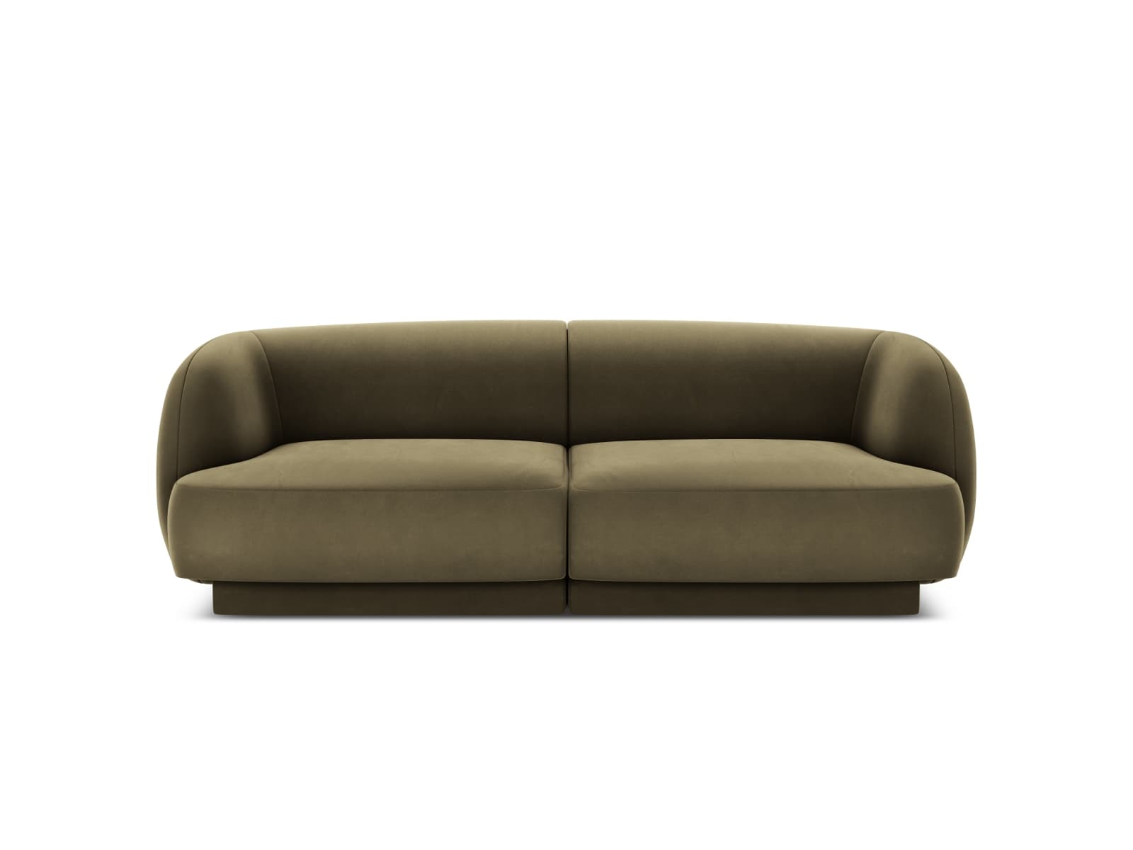 MICADONI Miley soffa, 2 sittplatser - grön sammet och svart plast