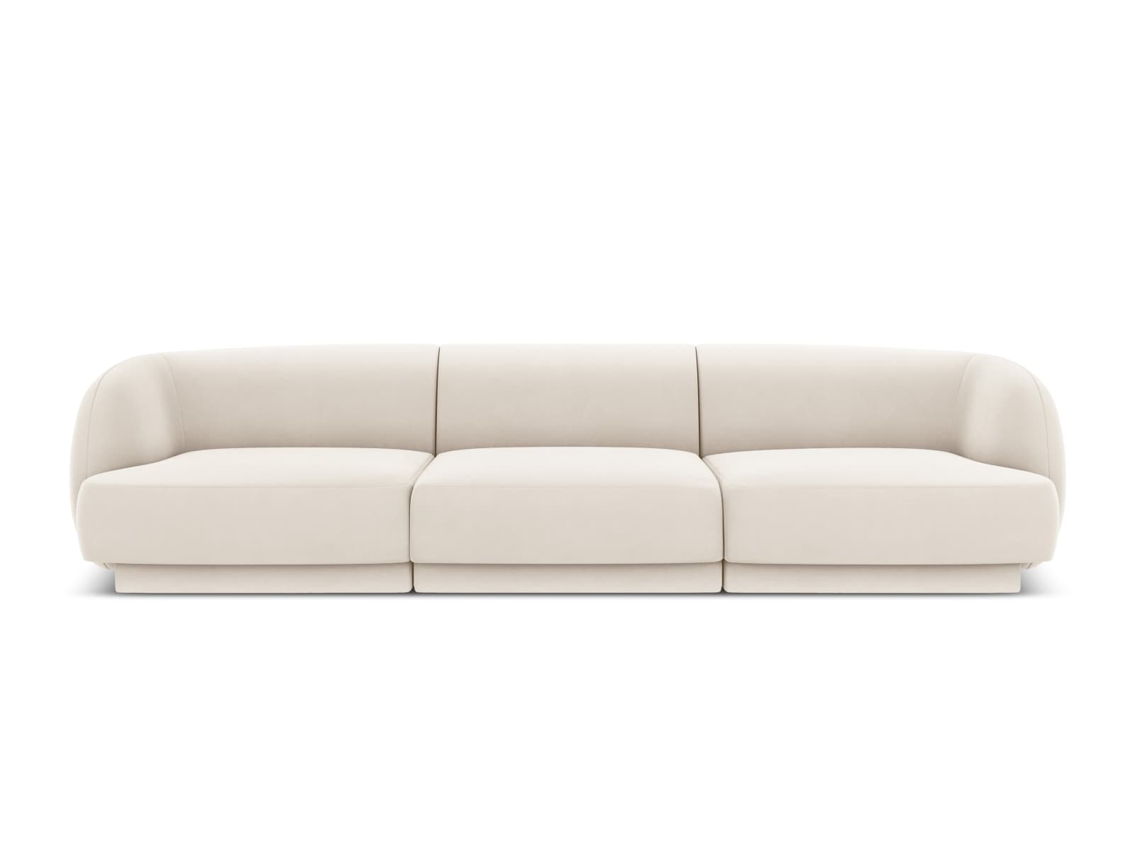 MICADONI Miley soffa, 3 sittplatser - beige sammet och svart plast