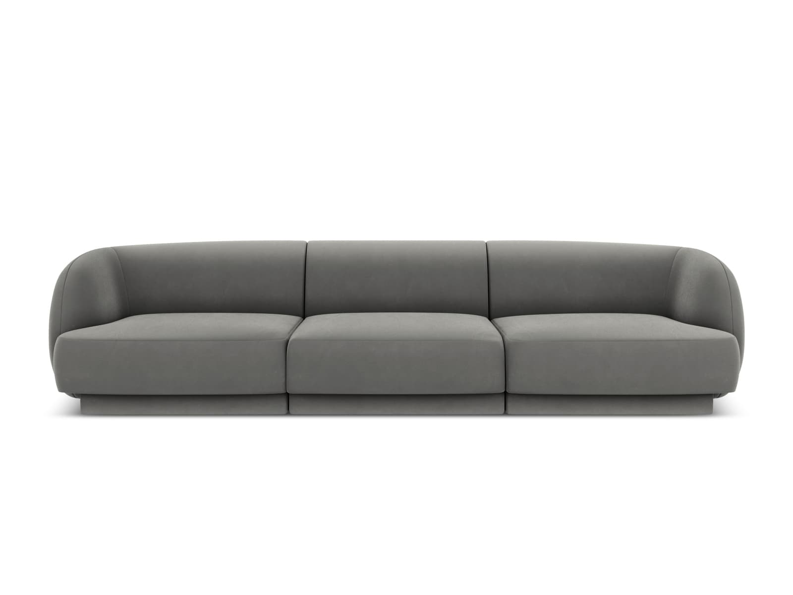 MICADONI Miley soffa, 3 sittplatser - grå sammet och svart plast