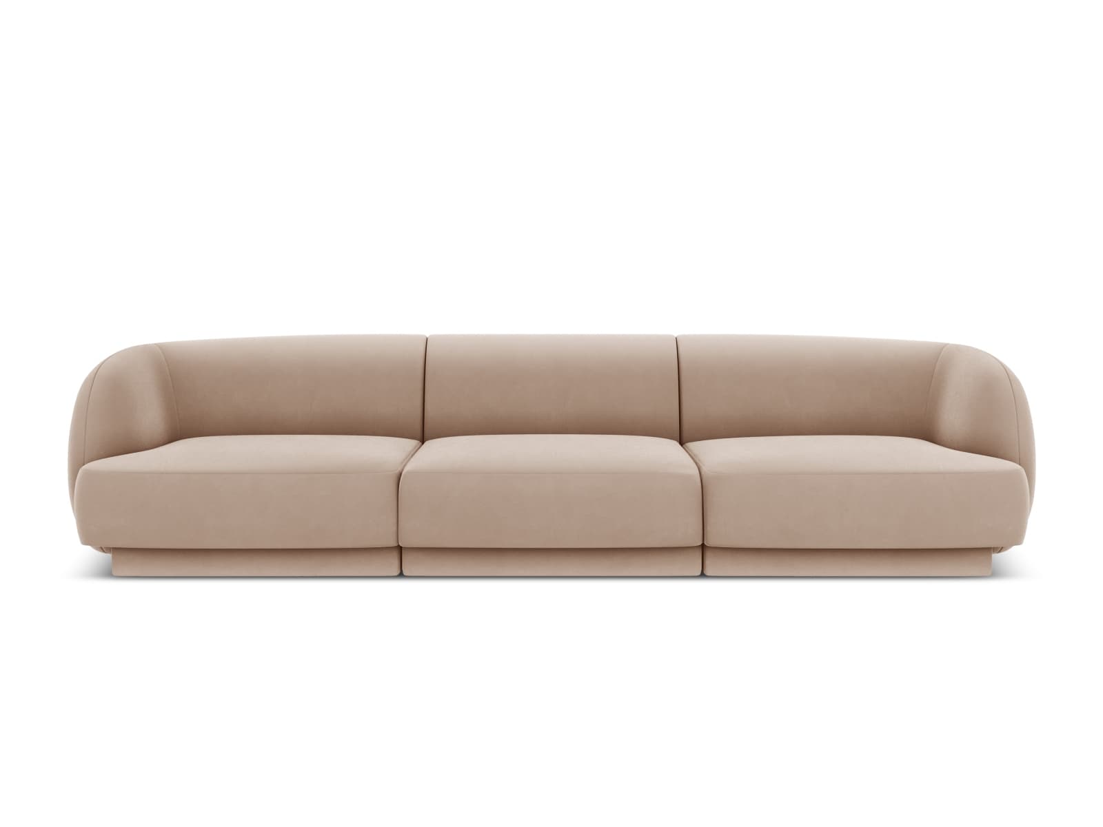MICADONI Miley soffa, 3 sittplatser - brun sammet och svart plast