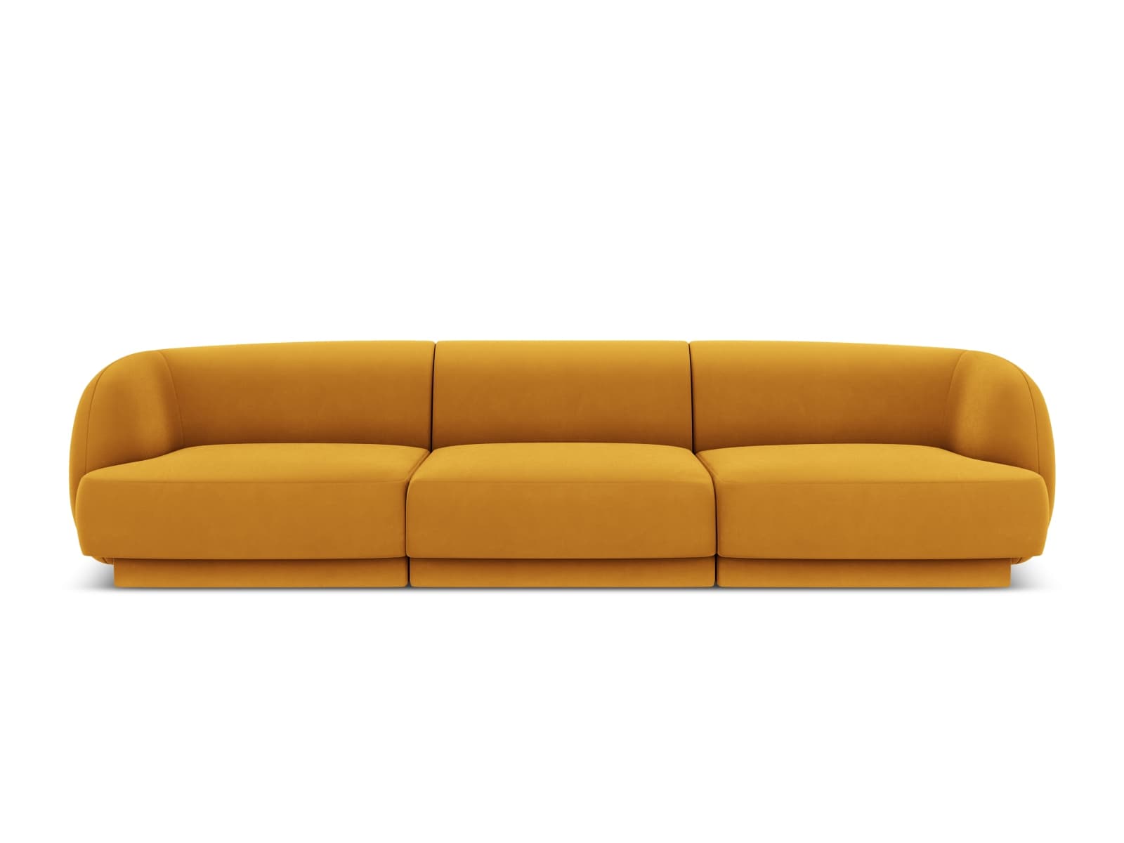 MICADONI Miley soffa, 3 sittplatser - gul sammet och svart plast