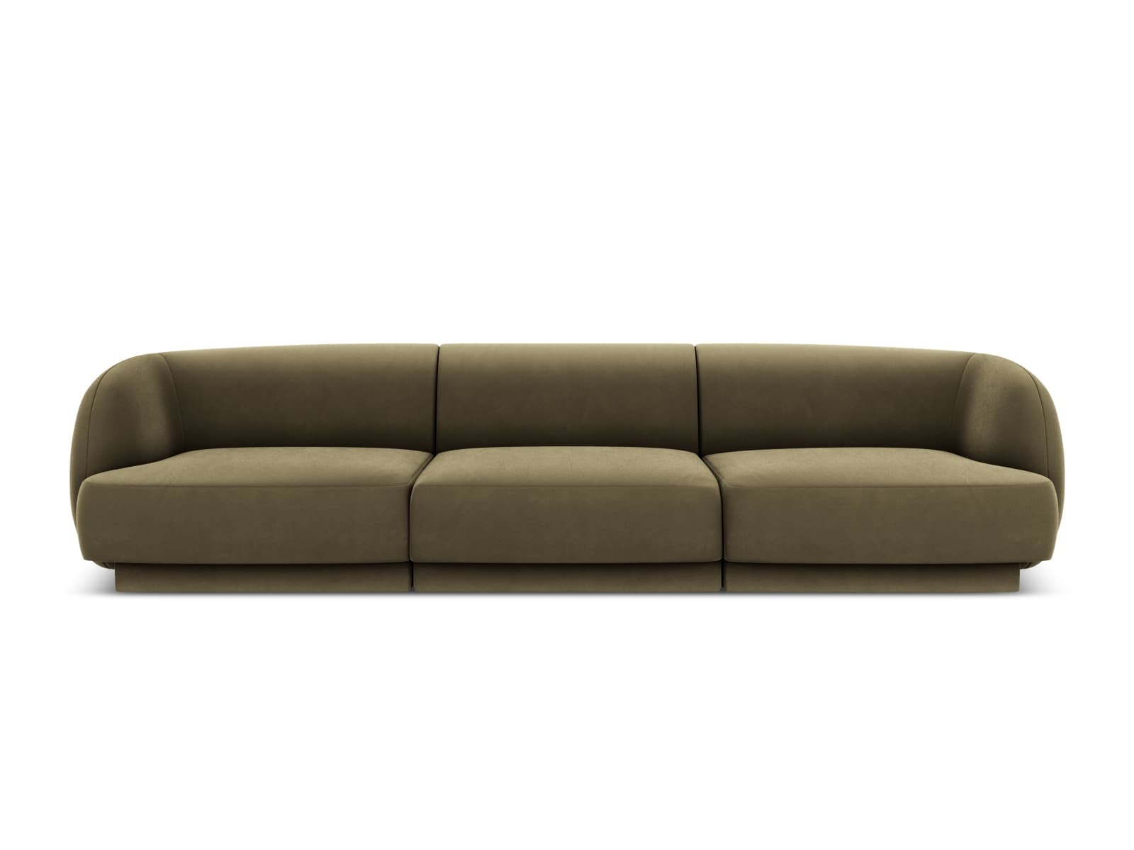 MICADONI Miley soffa, 3 sittplatser - grön sammet och svart plast