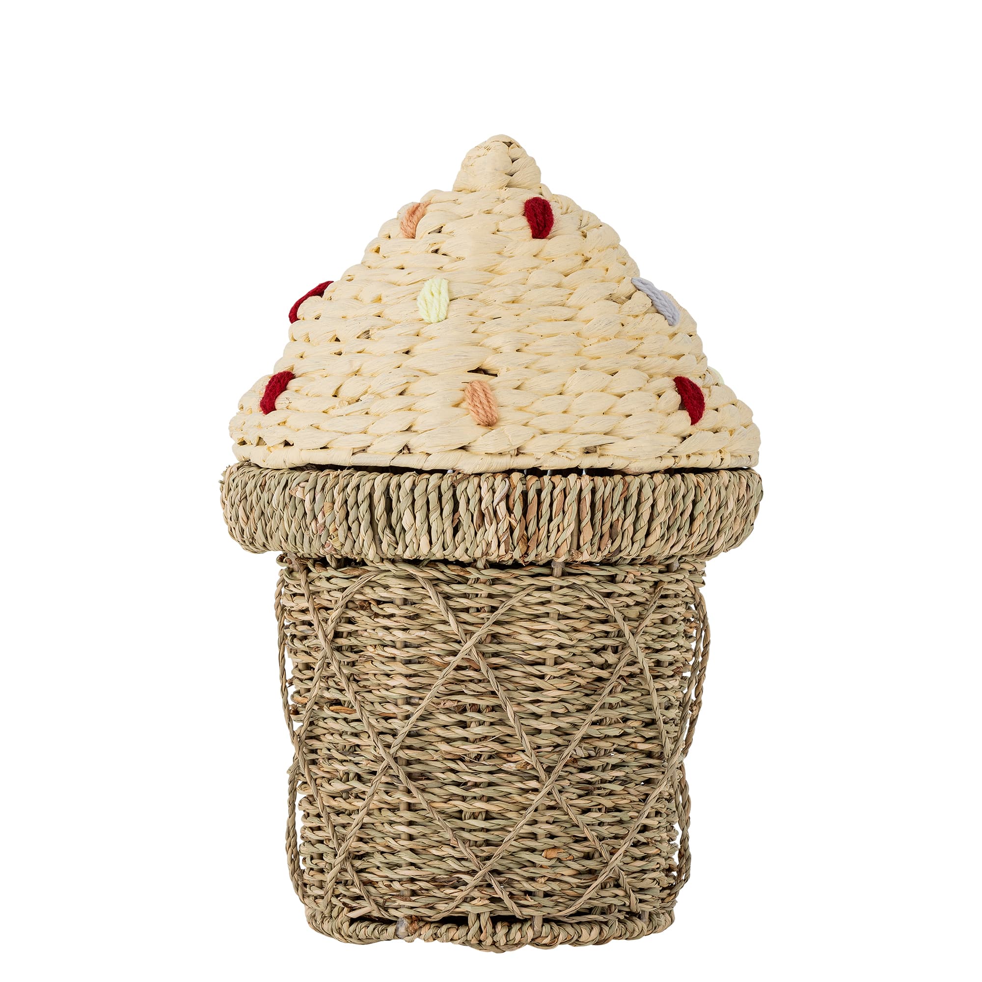 BLOOMINGVILLE MINI Cilliekorg med lock, Natur, Sjögräs (D28xH41 cm)