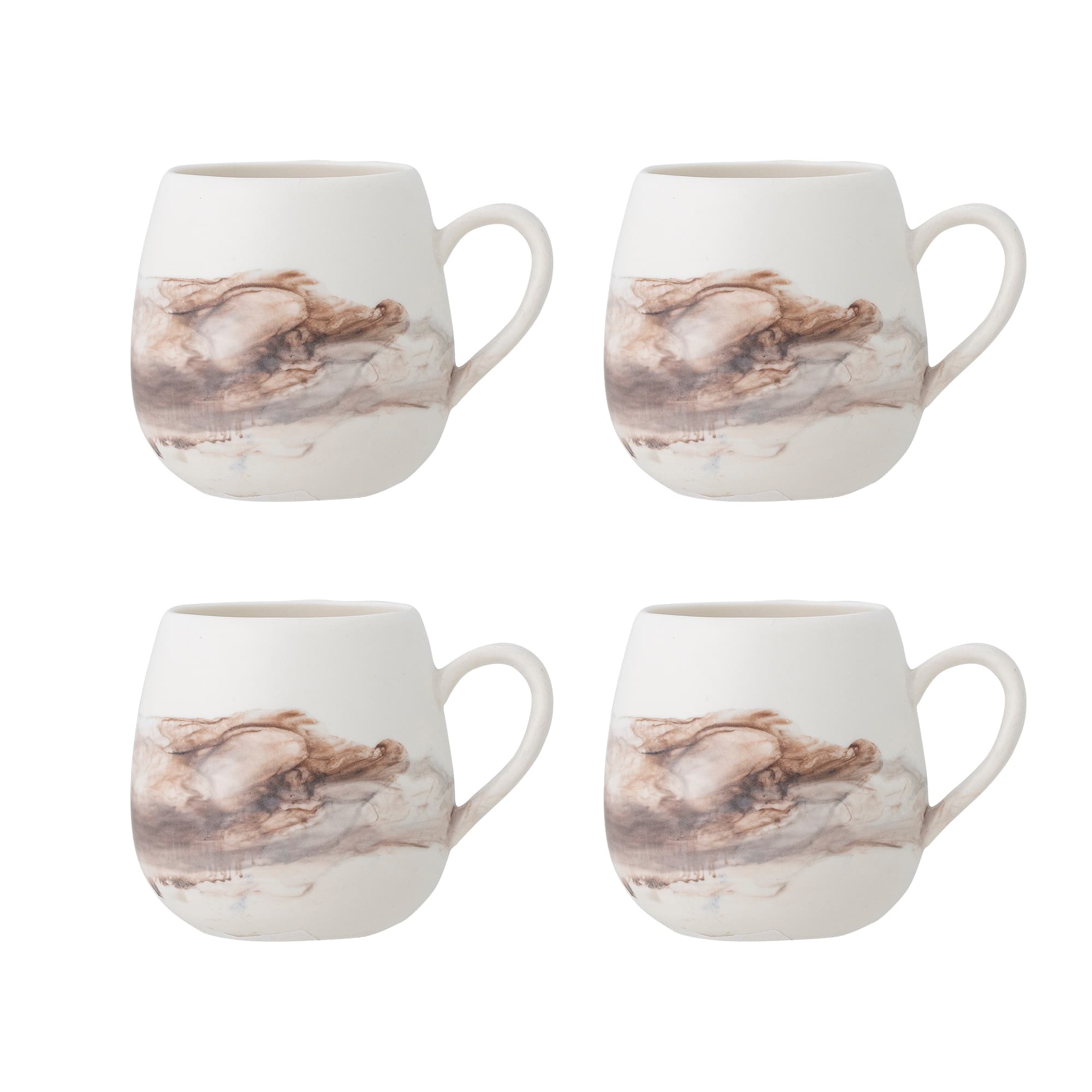 BLOOMINGVILLE Lyrakopp, Brun, Stengods (D8xH8 cm, Set om 4)