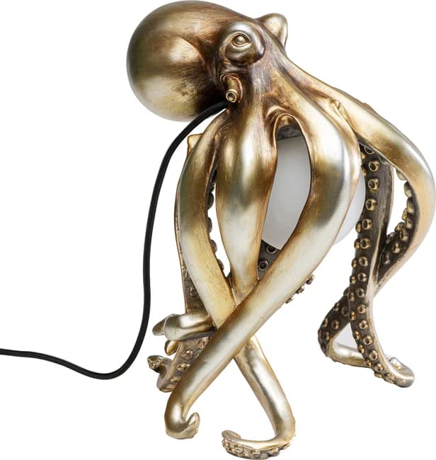 KARE DESIGN Animal Octopus bordslampa - vitt glas och guld polyresin